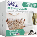 The Clean People Laundry Detergent Sheets - Laundry Soap - Ultra Concentrated, Recyclable Packaging, Stain Fighting - Fresh Scent, 96 Pack