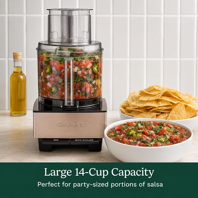 Cuisinart Food Processor 14-Cup Vegetable Chopper for Mincing, Dicing, Shredding, Puree & Kneading Dough, Umber Stainless Steel, DFP-14UMBY