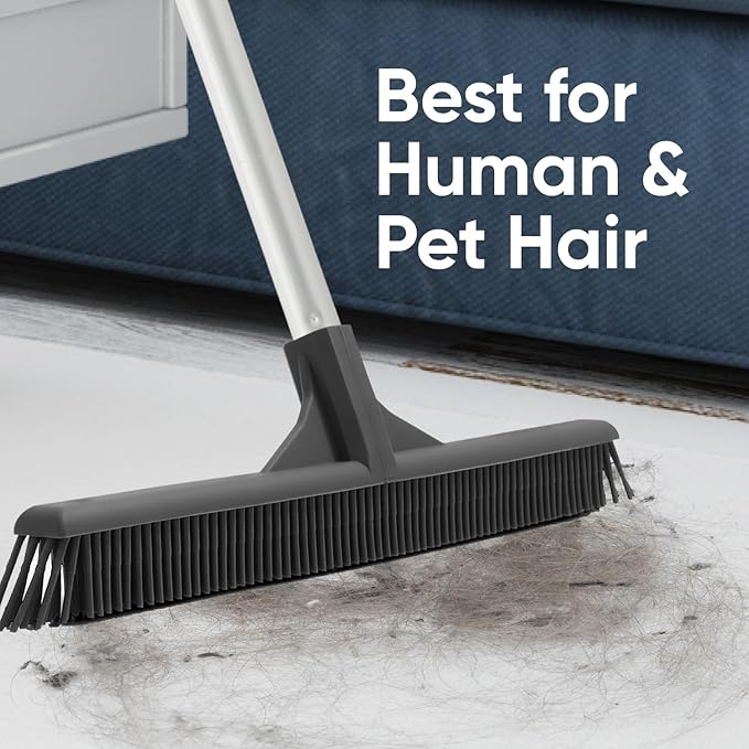 Superio 16"" Slim Silicone Salon Broom - Carpet Rake for Liquid, Human Hair, and Pet Hair, and Fur Space Saving and Easy to Wash, 12811274