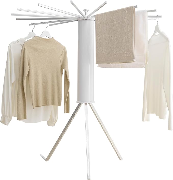 RFOUO Clothes Drying Rack Tripod Aluminum-16rods,Portable Foldable Drying Rack,Drying Rack Clothing for Laundry Bedroom Household