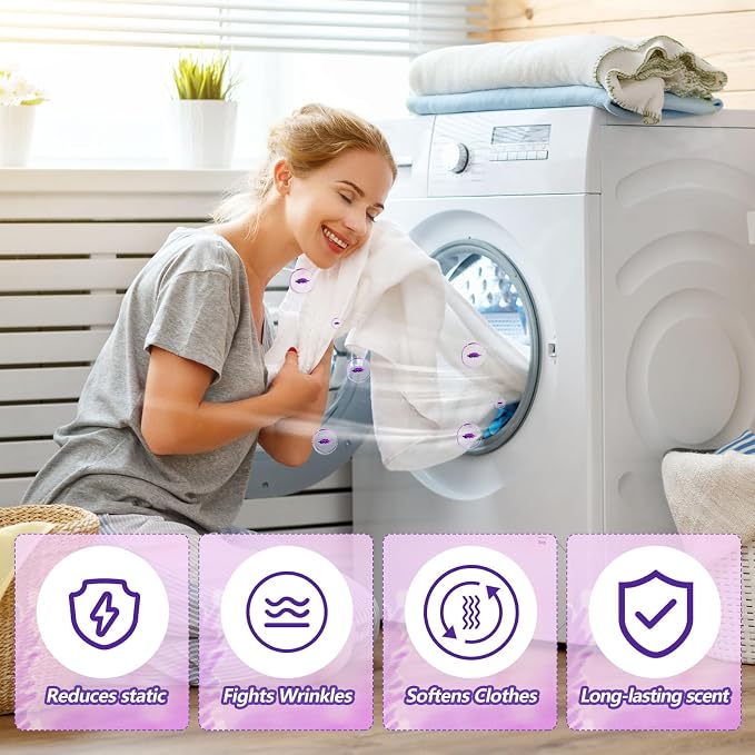600 Count Dryer Sheets Bulk Fabric Softener Lavender Scent Dryer Sheets Naturally Softens and Removes Static Cling, Ideal for Large Households, Sensitive Skin
