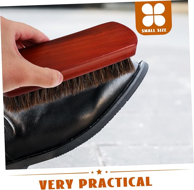 5pcs Portable Wooden Horsehair Shoe Cleaning Brush Small Scrubber for Shoes Boots Ergonomic Handle for Comfortable Grip for Polishing Maintenance