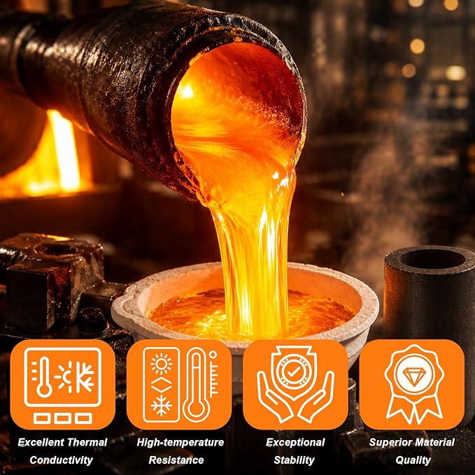 13Pcs Graphite Torch Melting Casting Kit, 5-in-1 Ingot Mold Crucibles Tongs | Quartz Dish Cups Stir Rods Set for Gold Silver DIY Jewelry Metalsmithing