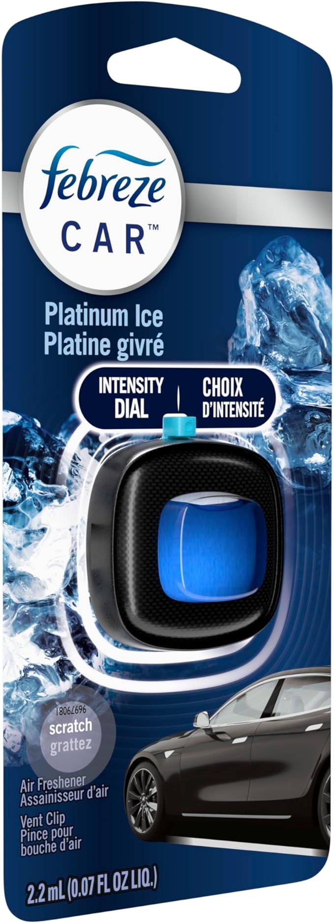 Febreze Car Air Freshener, Odor-Fighting Automotive Vent Clip, Scented Car Accessories, Long Lasting for Strong Odors, Platinum Ice Scent, 1 Count