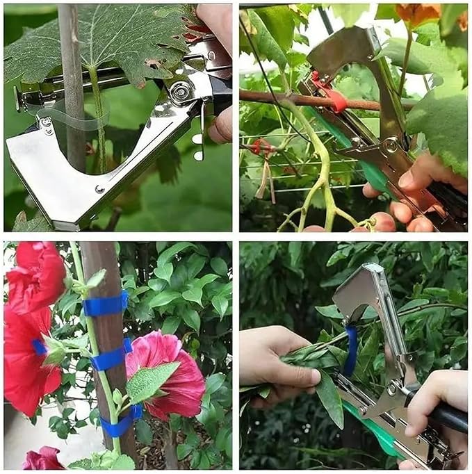Miyake Plant Tying Machine, Garden Tape Tool for Vine Tying | Tie Up Vine Tomatoes Grapes Cucumbers Flowers, 30 Rolls Tape & 10000 Staples, Replacement Blade
