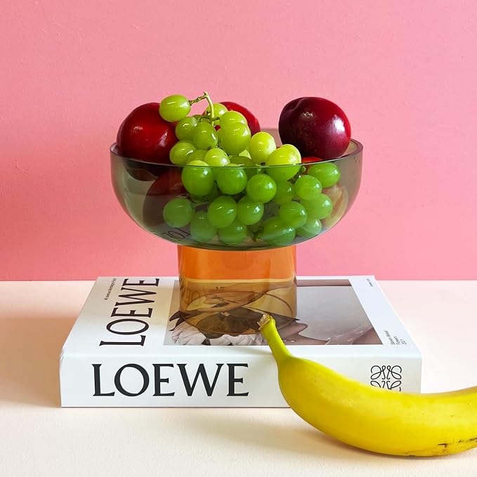 Cloudnola Reversible Decorative Glass Bowl, Green and Yellow, 7" dia x 5", For Entertaining, Fruit Bowl, Centerpiece Bowl, Ideal Gift for Weddings, Birthday, Anniversary or Any Occasion