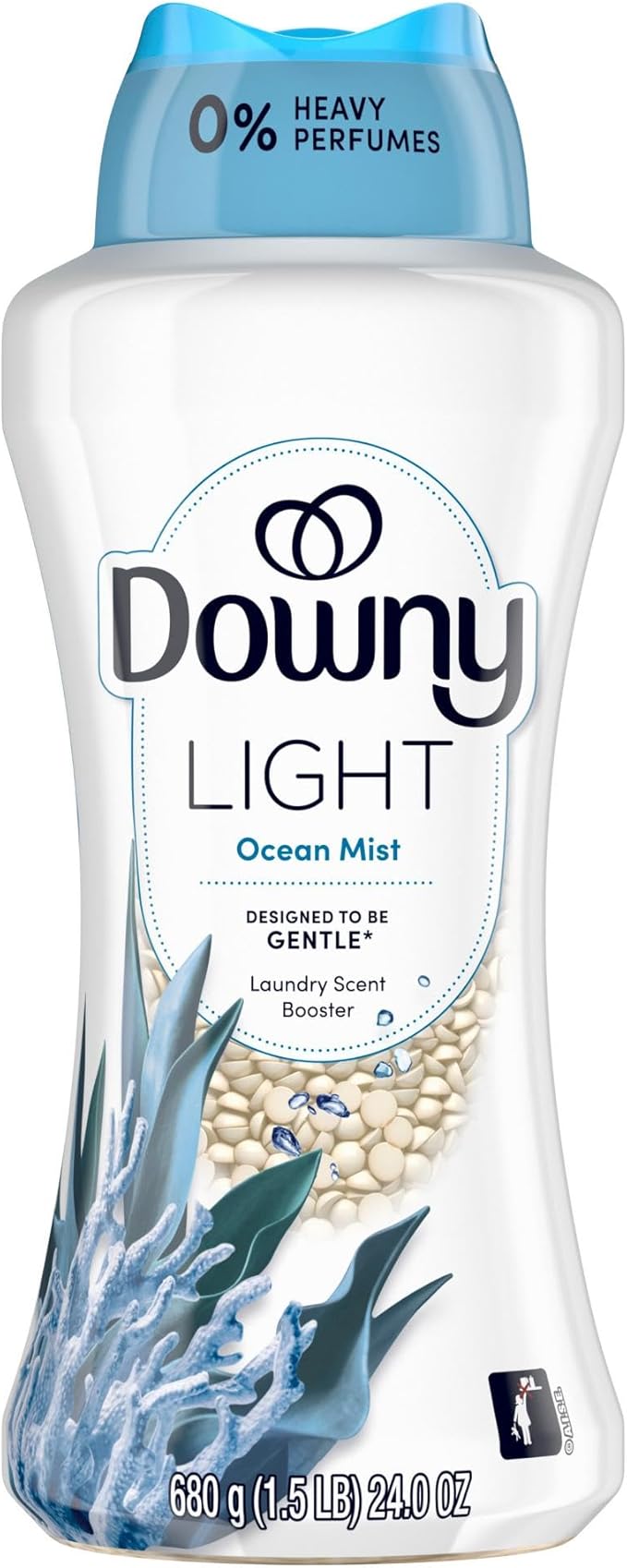 Downy Light Laundry Scent Booster Beads,Ocean Mist Scent,24 OZ,In-Wash Fabric Beads Designed To Be Gentle With A Light Boost Of-Scent,No Heavy Perfumes,(Pack of 2)