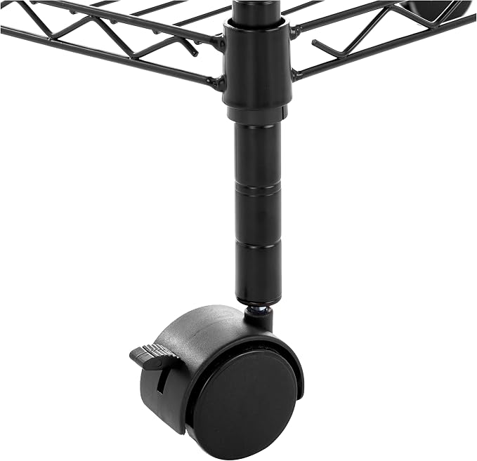 Amazon Basics 3-Shelf Adjustable Heavy Duty Storage Shelving Unit on 2" Wheels, Metal Wire Rack for Garage, Utility Shelving with Leveling Feet, 23.2"L x 13.4"W x 32.75"H, Black