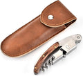 Stainless Steel Red Wine Opener Wood Handle With Leather Professional Multifunction Portable Screw Corkscrew Kitchen Bar Tools(B style with holster)