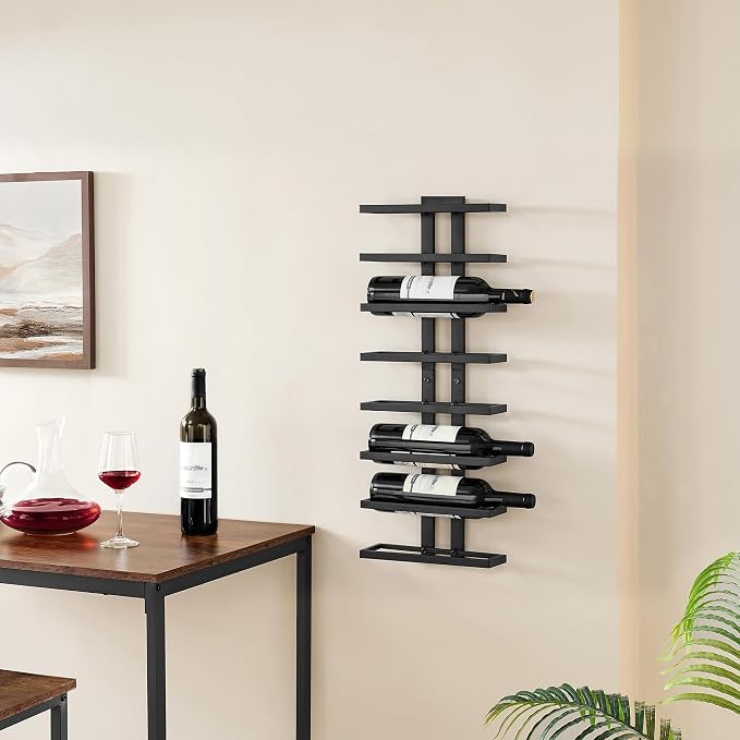 Hoctieon 3-Set 8 Tier Wall Mount Wine Rack (24 Tiers), Wall Racks for Wine Bottles Display and Storage, Hanging Bottle Organizer for Living Room, Dining Room, Wine Cellar, Bar, Black