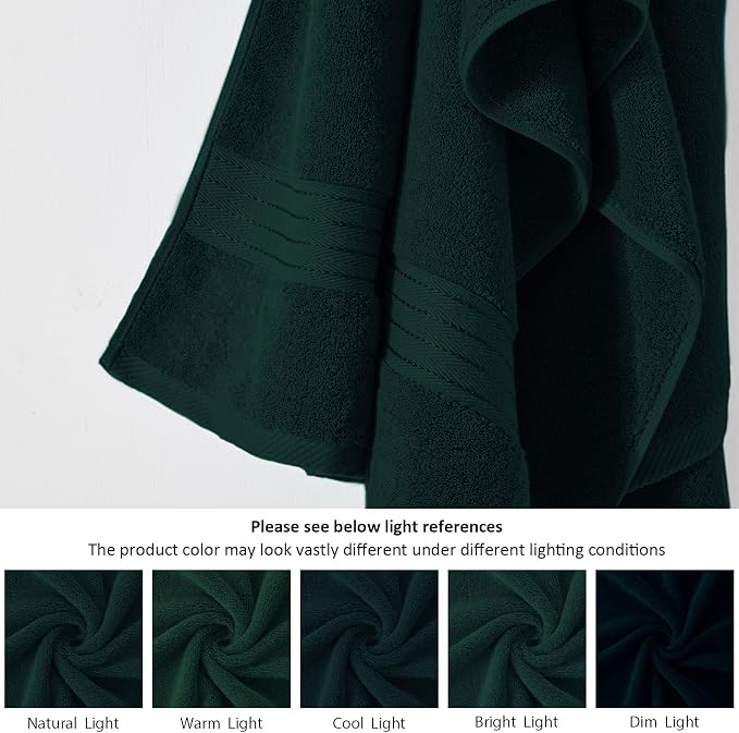 COZYART Luxury Bath Towel Set 6 Pcs, Deep Forest Green 100% Turkish Cotton | OEKO-Tex 100 Certified Zero Twist Ring Spun, 650GMS, Soft Absorbent Quick Dry, Plush, Breathable Hotel Quality for Daily Use