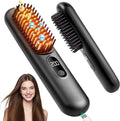 Go Brush Pro 2026, Cordless Hair Straightener Brush, Mini Hair Straightener with 4 Temperature Settings, Portable Hair Straightener Brush with MCH Heating and Ionic & Ceramic Care for Women (Black)