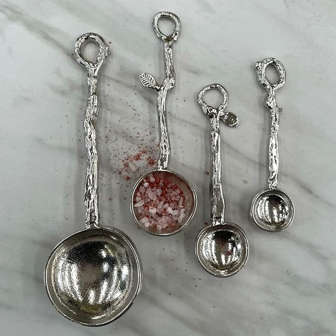 Crosby & Taylor Twig 4-piece Pewter Measuring Spoon Set, Lead-Free, Handmade in the USA