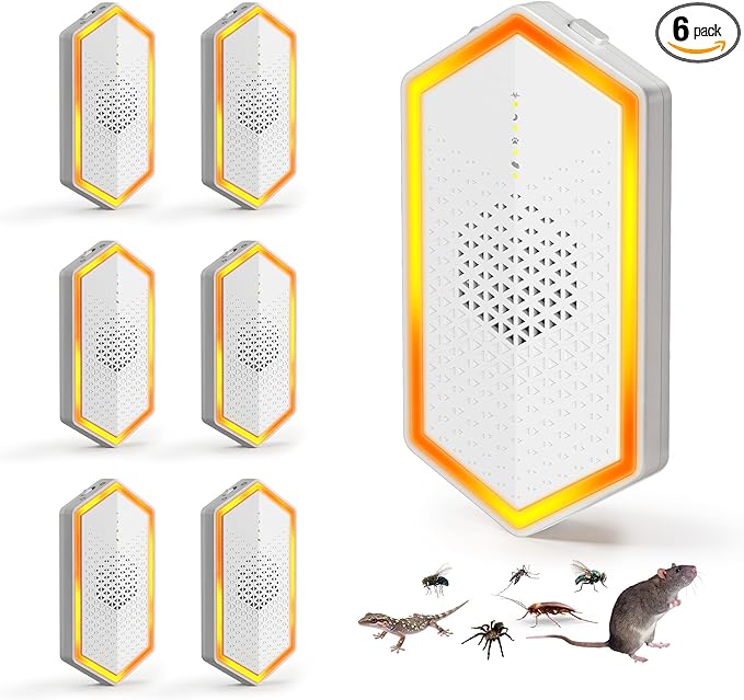 2026 Upgraded Ultrasonic Pest Repeller for Pest Control, 4-Mode Indoor Mouse Repellent Ultrasonic Plug in for Mice, Roaches, Spiders, Rodent Repellent, Ultrasonic Mouse Repellent, 6-Pack