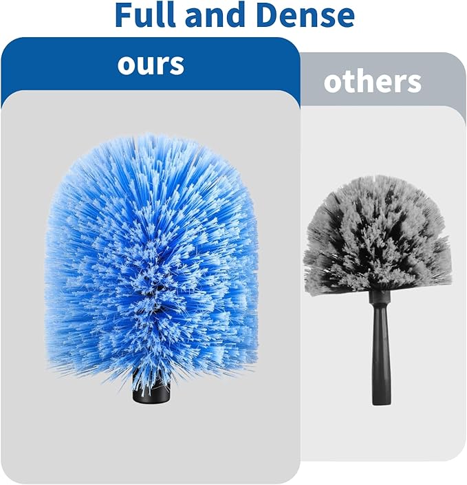 4 Pack Screw on Webster Cobweb Duster Head for Pole,Spider Web Remover Brush, Cobweb Duster Head Attachment,Fits Standard 3/4 inch Threaded Poles(Big, Blue)