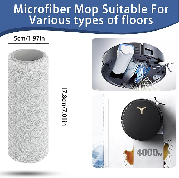 Replacement Accessories kit Compatible with Ecovacs X8 Pro Omni/Yeedi S14 Plus Vacuum Cleaner Robot Parts 2 Main Brush 6 Side Brushes 4 HEPA Filters 4 Roller Mop Cloth 6 Dust Bags