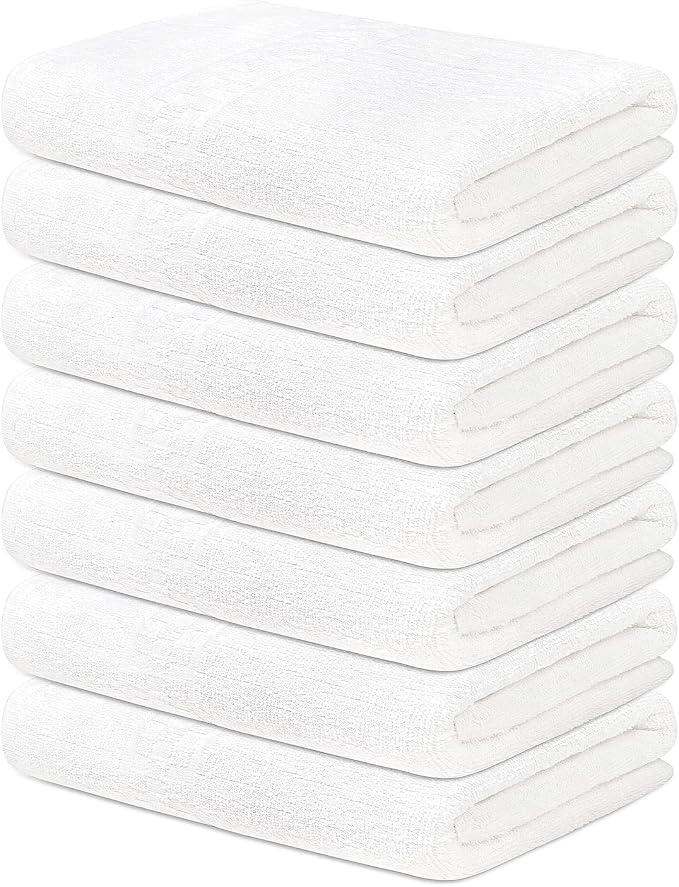 ZUPERIA 7-Pack White Bath Towels - 30" x 54" - Ultra Soft 100% Cotton Large Bath Towels- Highly Absorbent for Bathroom, Pool, Gym, Spa, and Hotel Use