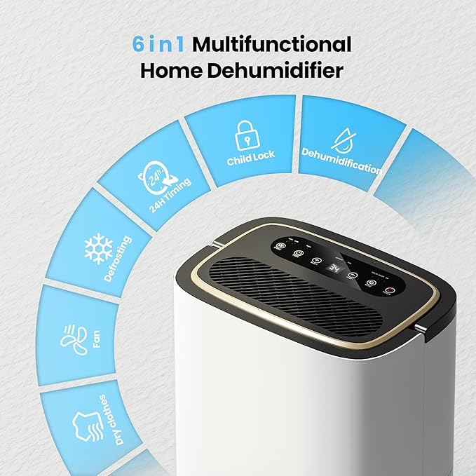 Manistin 3000 Sq.Ft Dehumidifier for Basement with Drain Hose, 30 Pint Dehumidifiers for Home, 3 Modes, Humidity Display & Timer & Child Lock, Large Room Compressor for Bedroom/Bathroom/Laundry