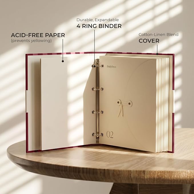 Document Organizer Binder for Important Papers & Passports, Sangria