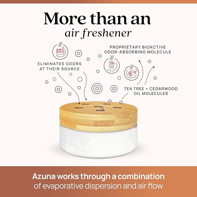 Azuna Pet Odor Eliminator for Strong Odor | 4 Room Kit Includes (4) Empty Luxe Glass Jar & 24oz Gel Refill | Plant Powered | Dog and Cat Room Deodorizer | Pet and Child Friendly | Cedarwood Scent