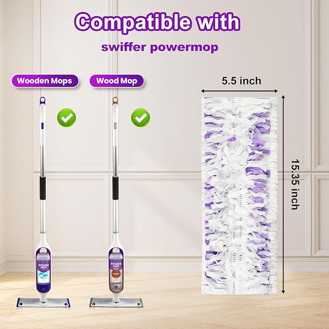 Pure Realm 20 Count Disposable Power mop Pads Compatible with Swiffer Power mop Refills and Wood PowerMop, Multi-Surface swiffer Wet Pads Refills Replacement Use for Floor Cleaning