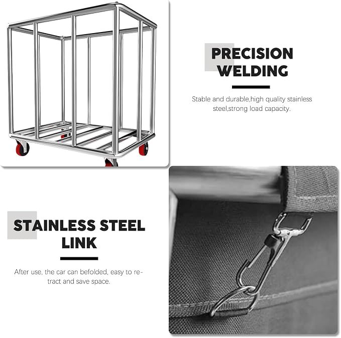 Commercial Laundry Cart with Wheels, 400L Large Rolling Laundry Cart with Steel Frame and Oxford Cloth, Heavy Duty Industrial Laundry Cart for Home,Hotel,Laundry Room, 441 lbs Load (Black-10)