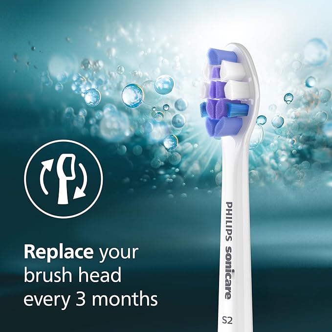Philips Sonicare S2 Sensitive - Genuine Replacement Electric Toothbrush Heads, White, 2 Pack, HX6052/77