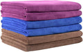 JML Microfiber Towels, Bath Towel Sets (6 Pack, 27" x 55") - Extra Absorbent, Fast Drying, Multipurpose for Bath, Swimming, Fitness, Sports, Yoga, Blue/Brown/Purple | Hanging Loop, Extra Absorbent, Fast Drying, Lint-free, Use for Pool, Swimming, Fitnes...
