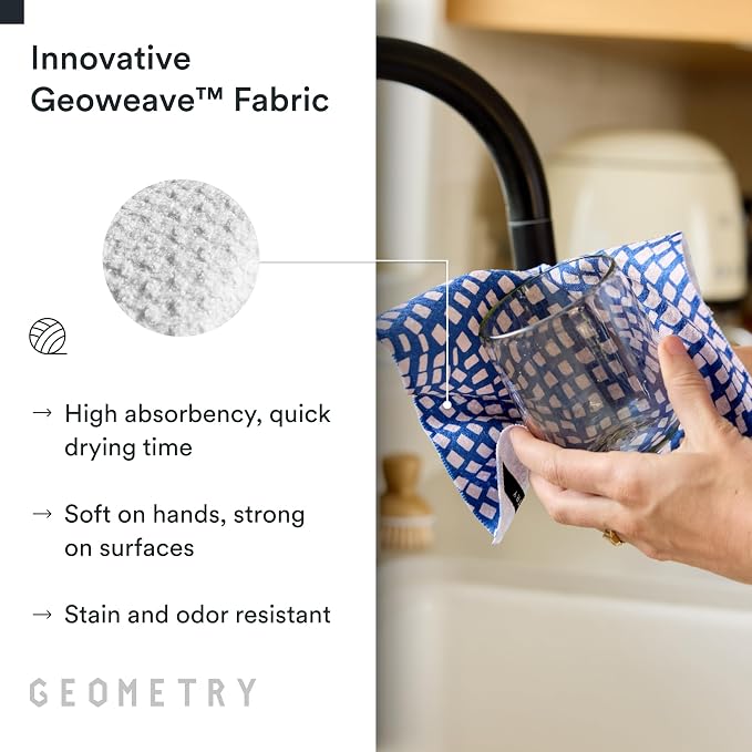 GEOMETRY Kitchen Dish Cloths - Quick Dry Dishcloths for Kitchen - Premium Dish Rags with Geoweave - 3-Pieces Tiny Petals