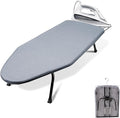 SheeChung Small Ironing Board with Rest,Mini Foldable Iron Board,32" Lx12 W | Metal Mesh Panel,Non-Slip Feet,Heat Resistant Cover & Pad,Hook for Hanging,Tabletop Iron Board for Dorm Apartment Small Space