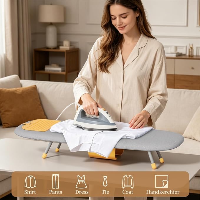 Tabletop Ironing Board with Iron Holder and Silicone Iron Rest Pad,Small Ironing Board for Small Spaces