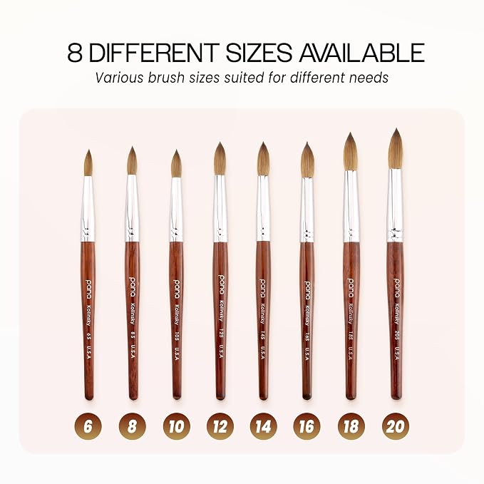pana USA Acrylic Nail Brush100% Pure Kolinsky Hair Mahogany Wood Handle with Silver Ferrule Round Shaped Style (Size # 6, Mahogany)