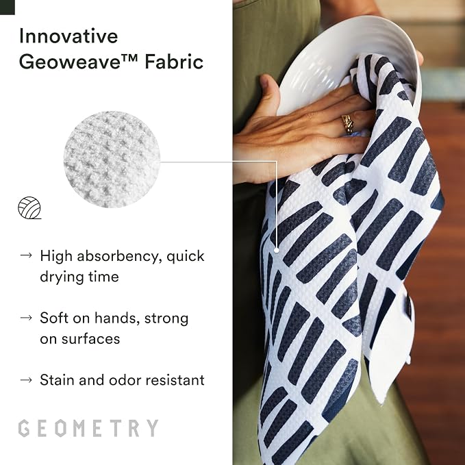 GEOMETRY Kitchen Tea Towels - Quick Dry Microfiber Dish Towels for Kitchen All Lined Up, 18" x 30" 1 Pack