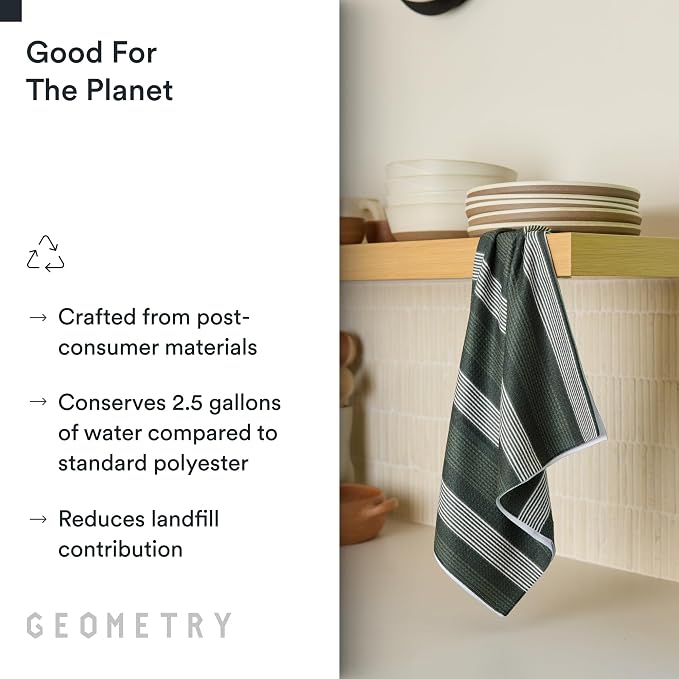 GEOMETRY Kitchen Tea Towels - Quick Dry Microfiber Dish Towels for Kitchen - Meadow 18" x 30" - 5 Pack