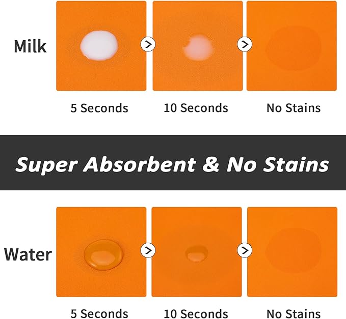 HotLive Dog Food Mat - Absorbent Cat Mat for Food and Water, No Stains Pet Feeding Bowl Mat, Easy to Clean Pet Placemats, Quick Dry Dog Water Dispenser Mat for Messy Drinkers | Paw Orange 18"x 28"