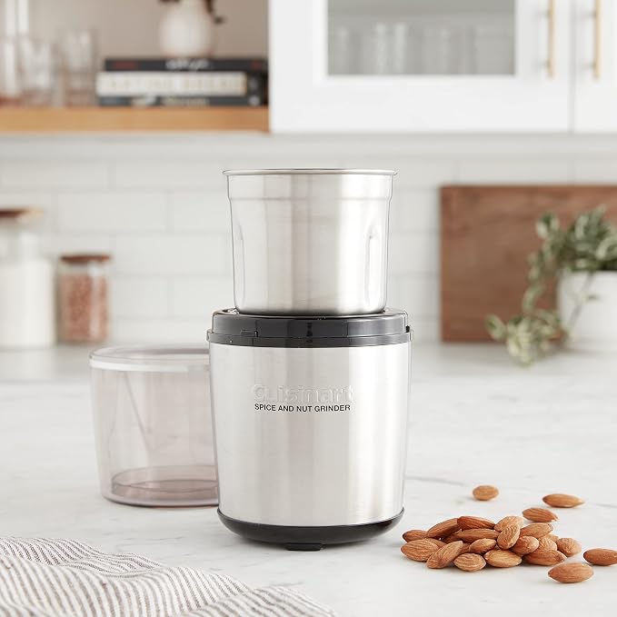 Cuisinart Spice and Nut Grinder, Push-Top Lid for On/Off, Dishwasher Safe | Electric grinder with heavy-duty motor, stainless steel blades, push-top operation & compact, easy-to-clean design, SG-10