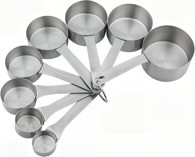 Measuring Cups Set 8, 18/8 Stainless Steel Measuring Cups Set, Metal Measuring Cups With 1/8, 1/4, 2/3, 3/4 Measuring Cup for Kitchen & Baking