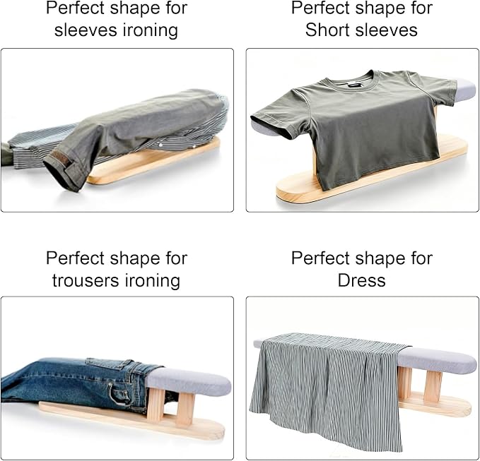 Padded Longer Sleeve Ultra Thick Padding, Double Side Ironing Board | Portable Samll Mini | Boardwith Wooden Base | Ironing Board with Sleeve Arm