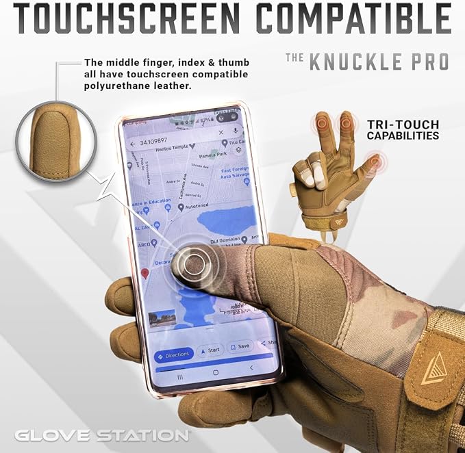 Glove Station Hard Knuckle Utility Gloves, Touchscreen, TACHK258, 2XL | TPR Impact Shield, Touchscreen Compatible - Motorcycle, Outdoor & Utility Use