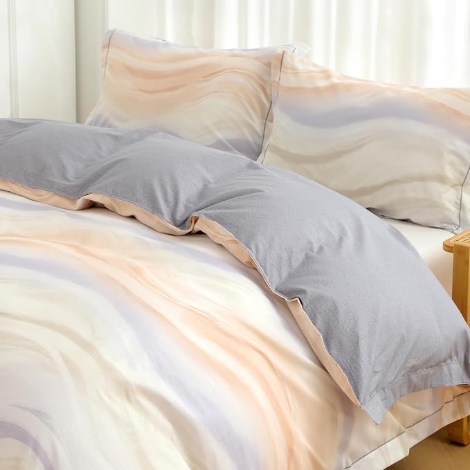 OAITE Duvet Cover Set King Size Floral Pattern Ultra Soft 100% Cotton Duvet Cover Sets 3-PC, Breathable Duvet Cover with Zipper Closure & Corner Ties(2 Pillow Shams,1 Duvet Cover)