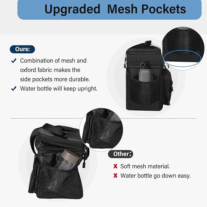Lunch Box Cooler Bag - Insulated Tactical Lunchbox for Men - Large Lunch Pail for Adults Work Outdoor Shifts Trips Black 25L
