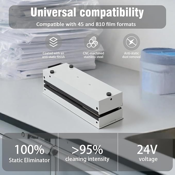 Electric Film Anti-Static Dust Collector, with Wool Brush/Fan, Easy Cleaning and Disassembly, for 45 and 810 Films, Darkroom Cleaning