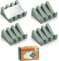 Self Draining Soap Dish Holder,Silicone Soap Dish,for Bathroom,Kitchen, Sponges，Can Extend Soap Life，Keep Soap Bars Dry and Easy Cleaning (N-Green,4-Pack)