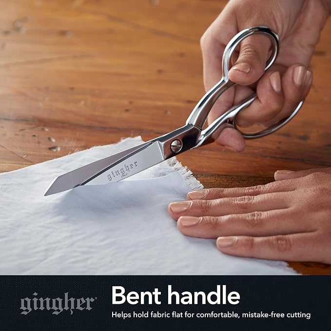 Gingher 8" Professional Dressmaker Scissors for Fabric Cutting, Razor-Sharp Knife-Edge Blades, Precise Cuts for Sewing & Quilting, Heavy-Duty Forged Steel with Protective Sheath, Made In Italy
