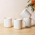 theterra Ceramic Coffee Mugs Set of 4, 14.2oz Handmade Coffee Cups with Handle for Latte, Tea, Milk, Beer, Hot Cocoa, Bright White
