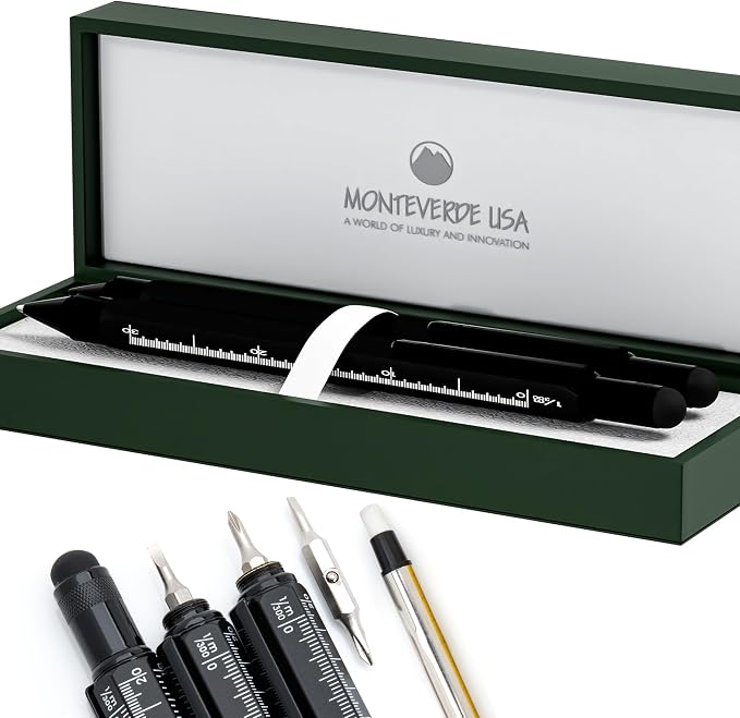 Monteverde One Touch Tool Set Ballpoint Pen with Stylus Black + Tool Pencil – Original Multifunction Pen Set from the Exclusive Collection – Ideal Gift for Professionals (MV35458)