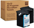 Microfiber Wholesale Bulk Black Microfiber Towels 12" x 12" Case of 400 – High-Density All-Purpose Cleaning Cloths for Car Washes, Auto Shops & Professional Cleaning – No Fraying Reusable Long-Lasting