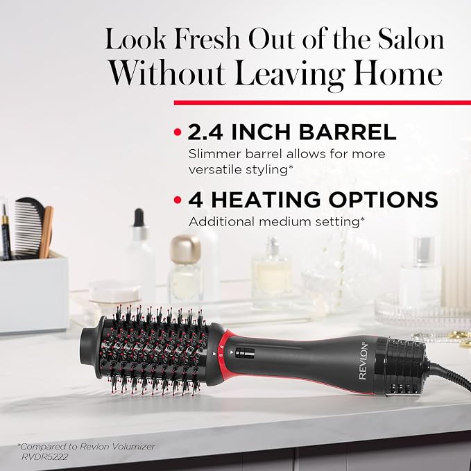 REVLON One-Step Volumizer Plus Hair Dryer and Styler | More Volume, Less Damage, and More Styling Control for Easy and Fast Salon-Style Blowouts, Plus Travel Friendly (Black)