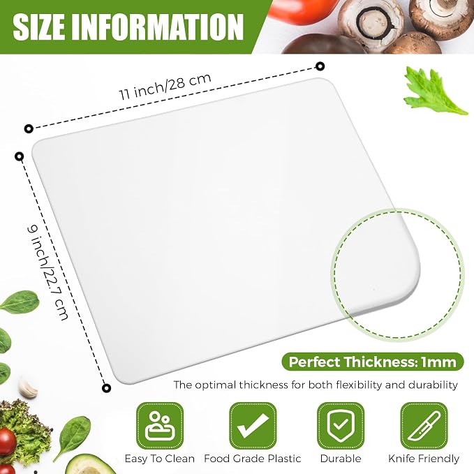 Hushee 120 Count Disposable Cutting Board Sheets 9 x 11 Inch Disposable Sheets Flexible Plastic Sheet Cutting Mat Large Chopping Boards for Kitchen Cooking Traveling Camping Tailgating BBQ