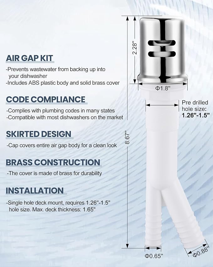 Kitchen Faucet with Air Gap: WOWOW Stainless Steel Kitchen Sink Faucet and Dishwasher Air Gap Kits for Kitchen Sink 2 or 4 Hole, Polished Chrome Kitchen Faucet Combo with Sprayer